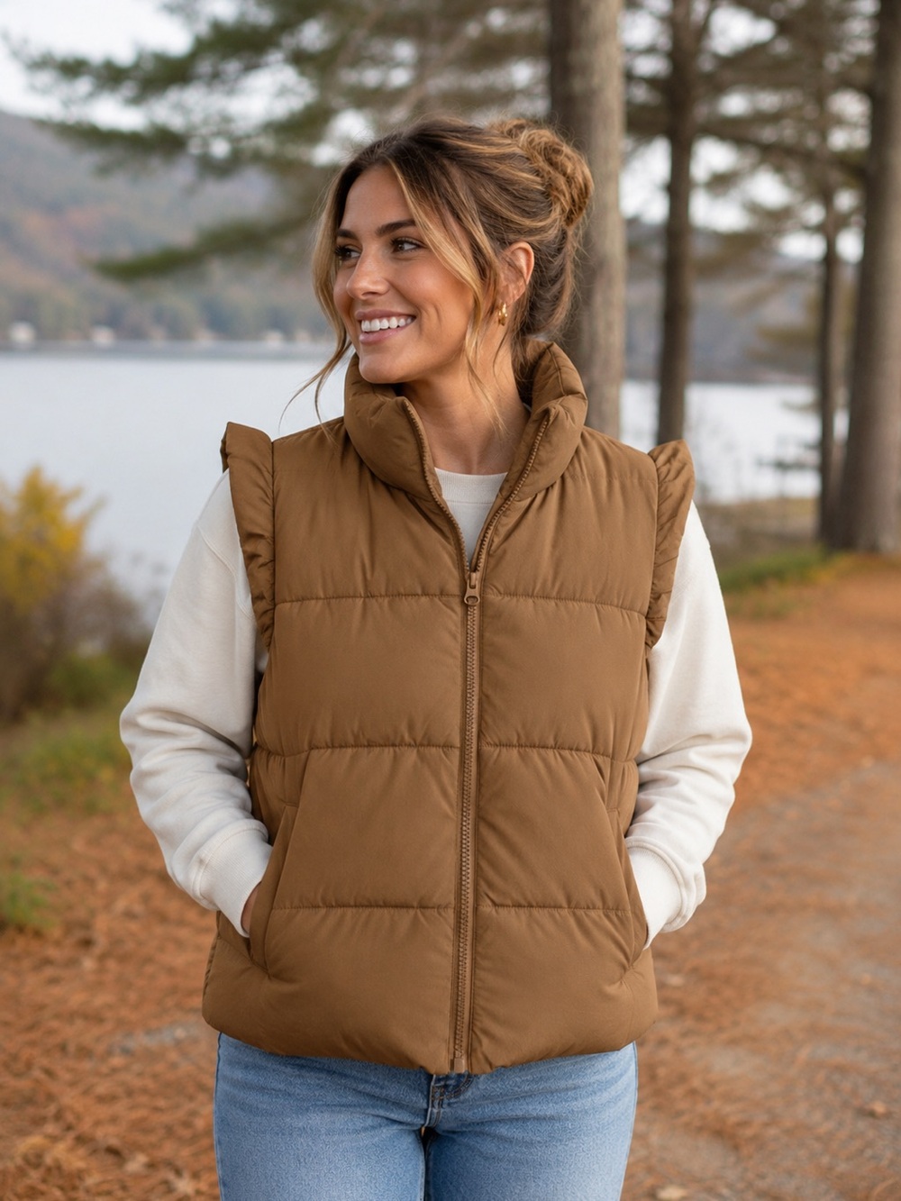 Simply Southern Puffer Vest Womens M/L Quilted Full Zip Collared Warm NWT - Picture 1 of 9